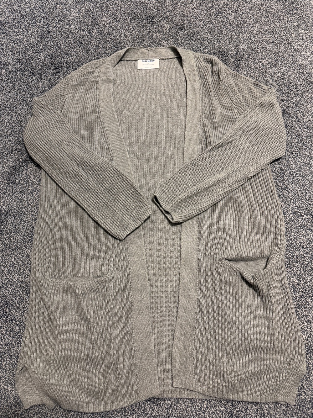Old Navy Light Gray Open-Front Ribbed Cardigan
